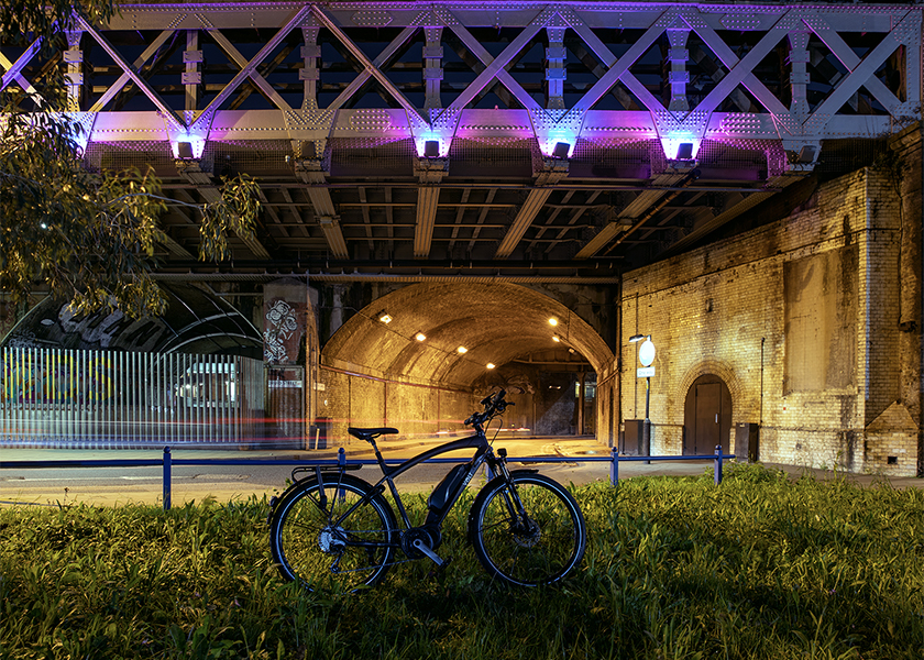 volt connect electric bike shows pretty on the dark